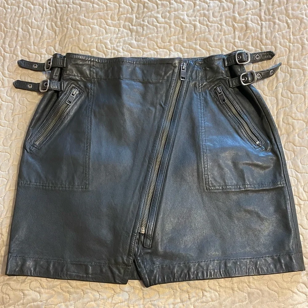 “FRYE” Diya Leather Moto Mini Skirt - Picture 8 of 16